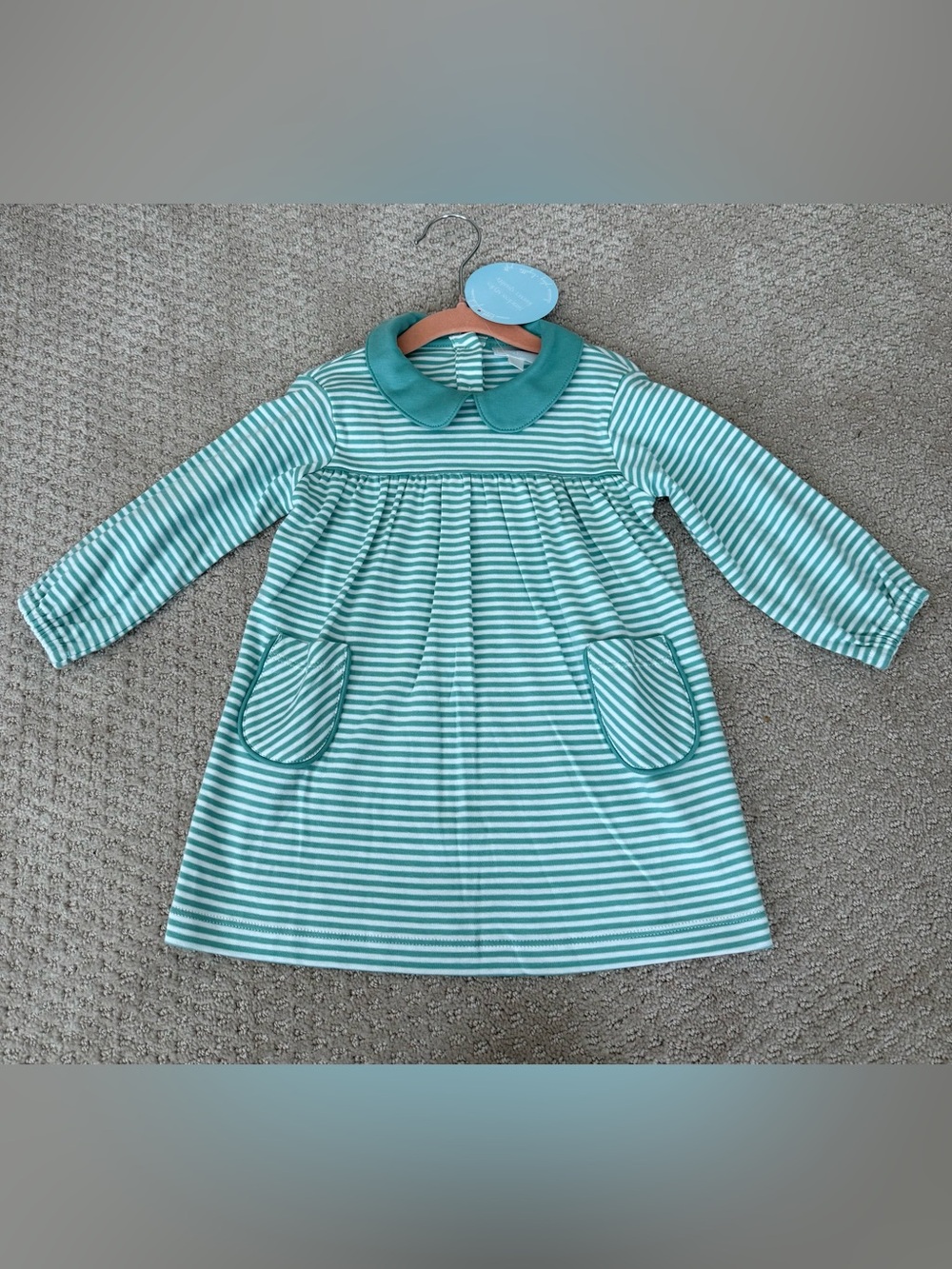 Little English Mint Green Striped Peter Pan Collar Dress